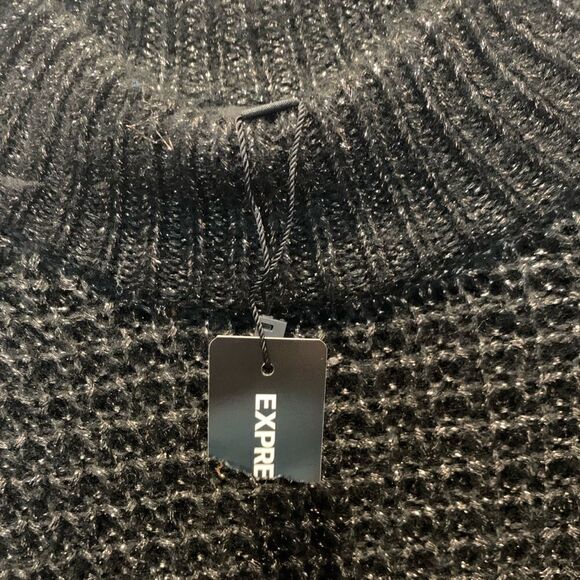 NWT Chunky knit black,metallic accent, with puffy sleeves.sz M - Picture 9 of 13